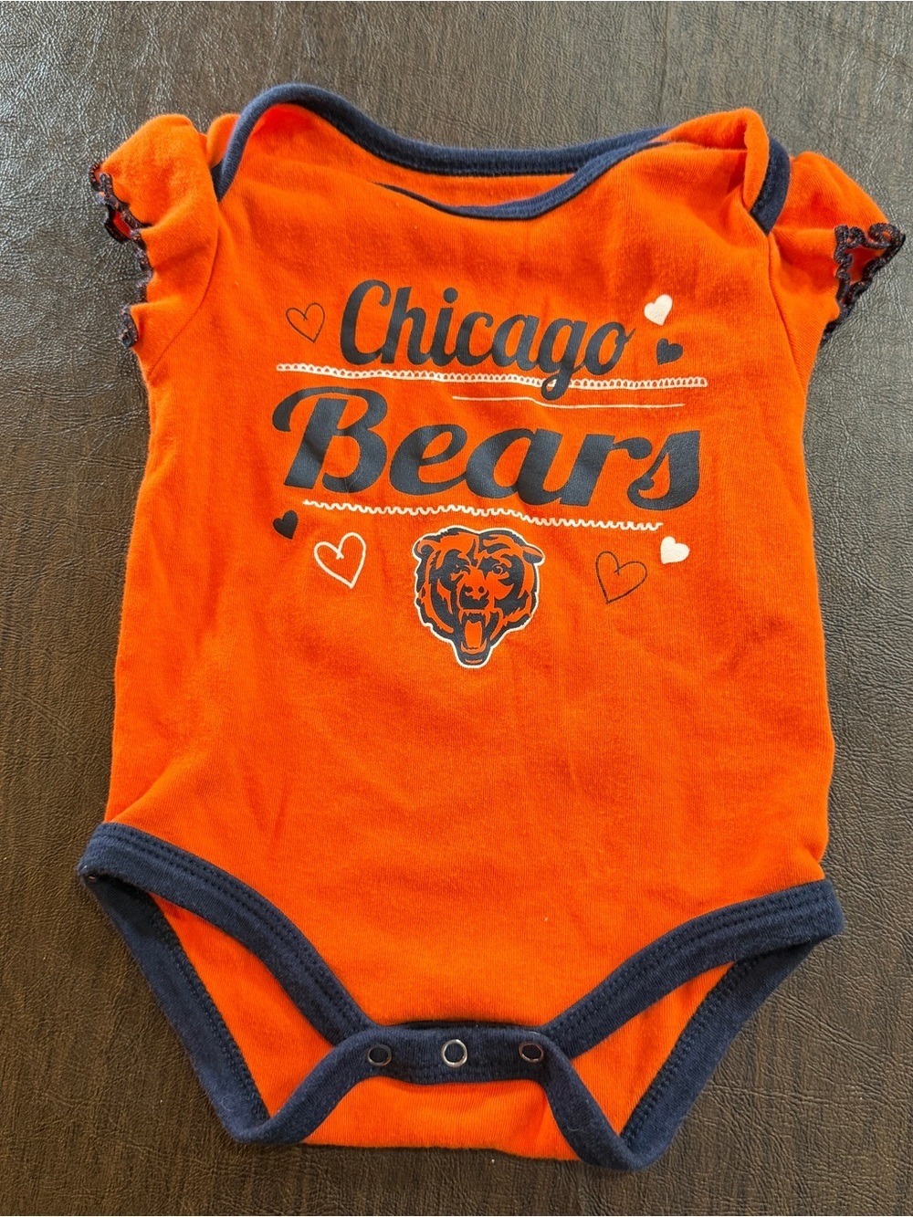 NFL Team Apparel Chicago Bears Orange Baby One-Piece Bodysuit Sz 0-3M